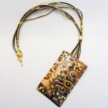 克林姆《擁抱》(大) Cloisonné 琺瑯墜飾