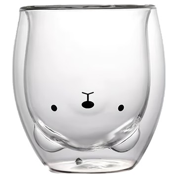 AWANA 可愛動物雙層玻璃杯 240ml  熊熊  1個