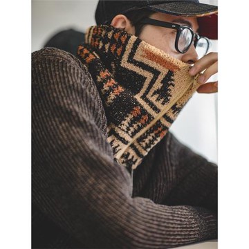 復古半邊絨保暖戶外拉鏈男圍脖