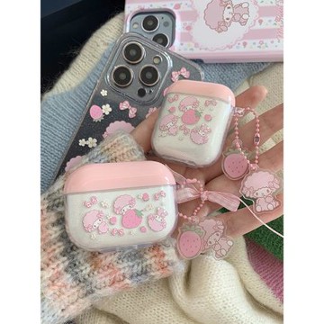 蝴蝶結小羊耳機殼適用airpods2/3代pro保護套蘋果全包閃粉軟殼無線保護套少女心