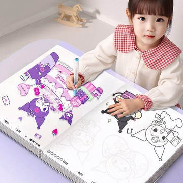 【臺灣-出貨】三麗鷗庫洛米畫畫描繪本線描臨摹畫冊!女孩素描描摹本提升專注力