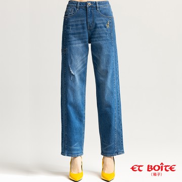 【8折▿】自然高腰骨感小袋唇丹寧直筒褲(深藍) - BLUE WAY ET BOîTE 箱子