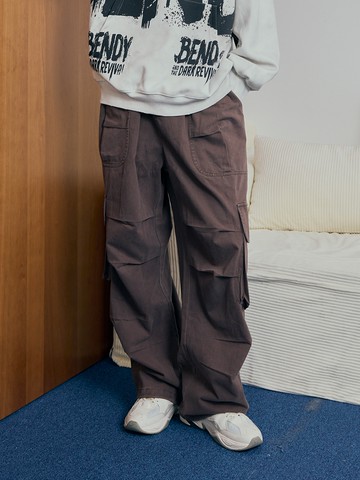 工裝口袋水洗寬鬆牛仔長褲