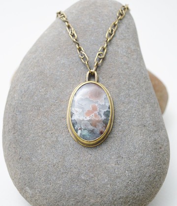 簡單系列-玉髓‧多種共生礦‧硫化黃銅手工鍊項鍊