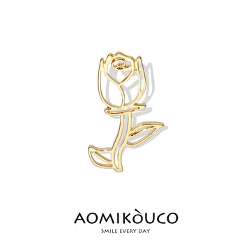 簡約鏤空玫瑰花胸針女時尚日系胸花個性氣質大衣開衫西裝別針配飾