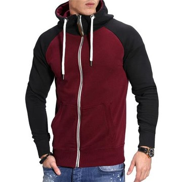 2026秋冬外貿時尚撞色運動健身衛衣男連帽開衫外套men sweatshirt