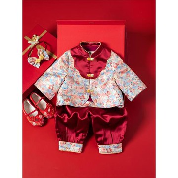 女寶寶周歲禮服套裝嬰幼兒童生日抓周服中國風唐裝拜年服新衣加厚