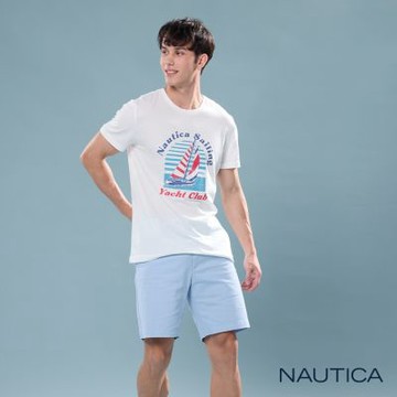 Nautica 官方旗艦 男裝 經典帆船印花短袖T恤-白色