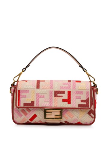 Fendi Pre-Owned - 2012-2013 Zucca Embroidered Baguette satchel - women - Canvas - One Size - Pink