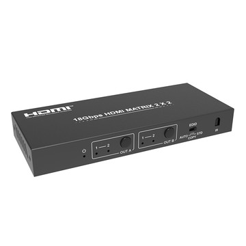 易控王 二進二出HDMI矩陣切換器 4K@60Hz HDR 光纖音訊輸出 EDID設定 遠端遙控(40-217-03)