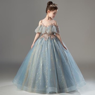 兒童高端禮服公主裙生日小女孩主持人鋼琴演出服走秀蓬蓬裙高級感