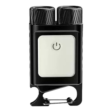 多功能戶外強光遠射警示燈 LED充電鑰匙扣燈  48g  黑色  1個