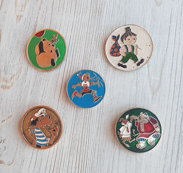 俄羅斯復古卡通人物別針徽章-蘇聯圓形兒童別針徽章