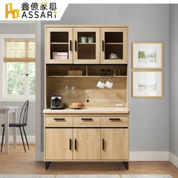 【ASSARI】北美4尺石面餐櫃全組(寬122x深41x高202cm)