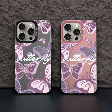 紫色蝴蝶 鐳射殼 透明殼 空壓殼 防摔手機殼 適用於 iPhone18 17 16 15 14 13 12 11 Pro