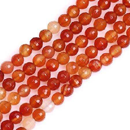 GEM-Inside Gemstone Loose Beads Genuine Natural Carnelian 6mm Round Faceted Energy Stone Power Beads for Jewelry Making 15"