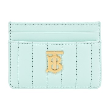 BURBERRY Lola TB金字LOGO格紋絎縫羔羊卡片夾(薄荷色)