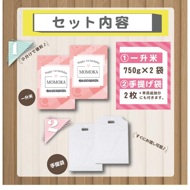 送料無料 一升米 ななつぼし 「750g × 2袋 (計1.5kg)セット」 令和５年産 新米 1歳 誕生日 お祝い 小分け 可愛い プチギフト 名入れ 一歳 一升餅 人気