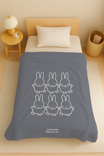 【Pinkoi x miffy】單人法蘭絨小毛氈/冷氣被*灰*