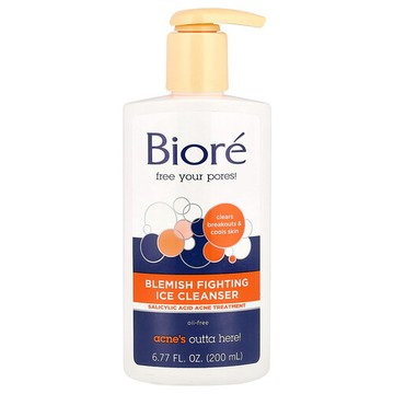 Biore, 祛痘洗面乳，6.77 液量盎司（200 毫升）