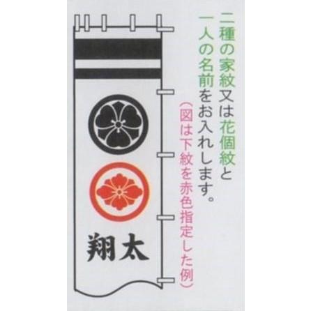 徳永鯉 武者のぼり 節句幟用 9.1m〜6.1m節句幟用 黒・赤・青色 二種の家紋または花個紋と一人の名前 tn-N4c