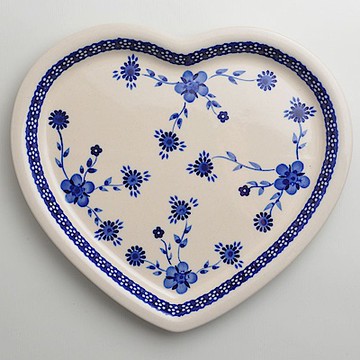 波蘭陶 歐式青花系列 愛心造型餐盤 波蘭手工製