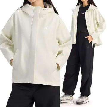 Adidas FAV SHL JKT 1 女款 米白色 運動 休閒 連帽 外套 KS2783