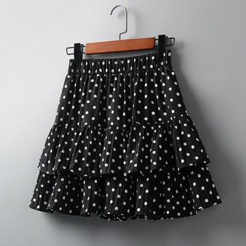 波點雪紡蛋糕短裙女新款夏季百搭顯瘦高腰防走光a字半身裙褲
