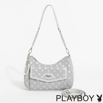 PLAYBOY - 斜背包  Morning Mist系列 - 銀色