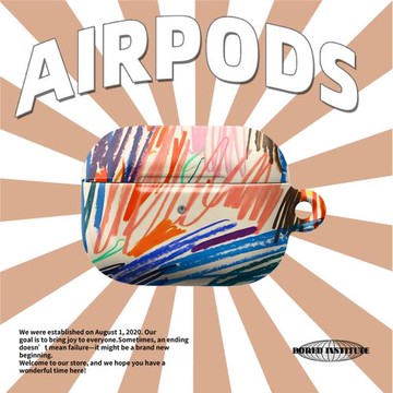 油畫藝術涂鴉蠟筆小眾適用airpods1/2蘋果無線藍牙耳機簡約韓國進口菲林保護套airpods pro2/3保護殼ins風