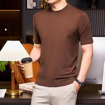 【巴黎精品】現貨+預購 頂級商務短袖T恤純棉上衣直筒褲棉質休閒襯衫大碼男裝-圓領休閒打底男上衣9色a1lf45