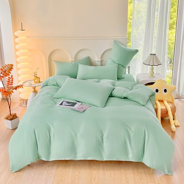 台灣製 素色舒柔棉 湖水綠 親膚透氣  床包 + 枕套組  加大(床包188 x 182cm + 枕套75 x 45cm)