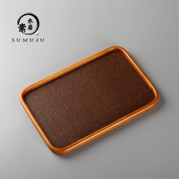 日式茶具托盤 家用茶壺茶杯收納茶水盤 藤席長方形干泡臺茶盤茶托