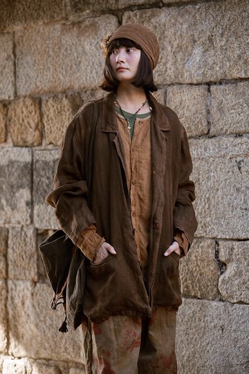 復古文青 亞麻長袖上衣外套