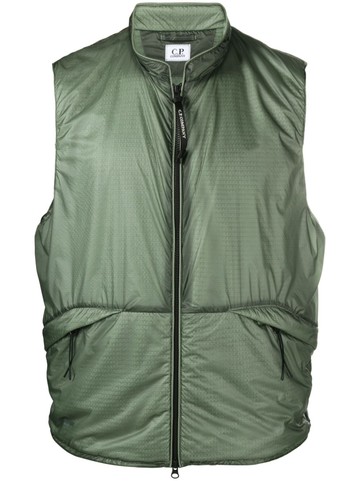 C.P. Company - lens-detail zip-up gilet - men - Polyamide/Polyamide/Polyester - 48 - Green