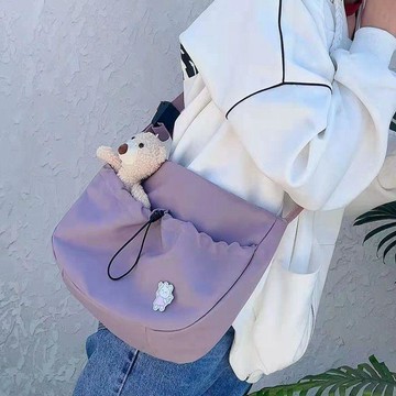 熱銷🎉韓版百搭學生ins原宿簡約帆布包休閒文藝單肩斜挎純色餃子包斜背包 側背包女大容量 男女通用斜挎包 休閒包