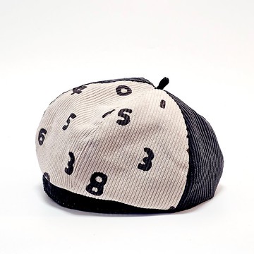 【HiGh MaLi】貝蕾帽/畫家帽/米白色數字123/拼色/燈芯絨#禮物