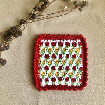 紅黃鬱金香墊子