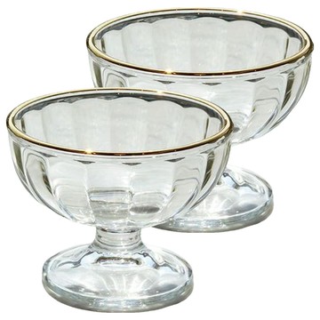 Ocean Glass 真金冰淇淋碗 205毫升  2入  透明