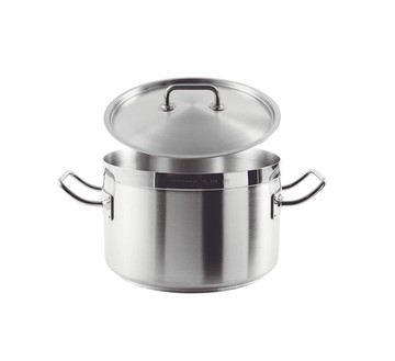 義大利Sambonet │Professionale‧不鏽鋼雙耳湯鍋附蓋‧20cm