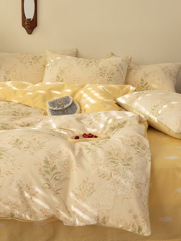 公主風床上四件套100純棉全棉小清新碎花女生床品床單被套三件套4