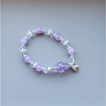 B419.精雕可愛美樂蒂+紫水晶（約8mm)彈力繩款