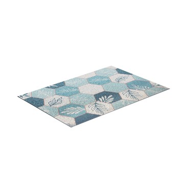 dayneeds 日需百備 質感美學系列絲圈地墊  90 x 60cm  藍色六邊形  1個