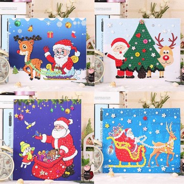 圣誕節手工diy制作兒童粘貼畫手工包卡通貼卡通自制寶寶材料包1入