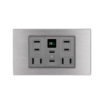 EZ CHARGER 金屬拉絲質感磁吸面板_38W USB快充插座+雙AC插座*2_台灣及國際安全認證