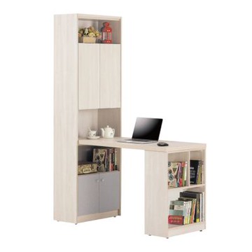 文創集 愛米利4尺雙色四開門書桌櫃組合-120x57x192cm免組