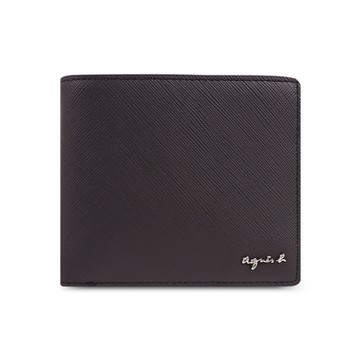 agnes b. Voyage 防刮皮革可拆式三折短夾/男夾(深灰)