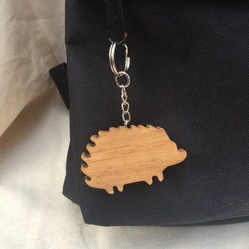woowood-原木鑰匙圈-刺蝟
