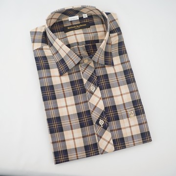 【金‧安德森】經典大格紋窄版短袖襯衫