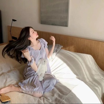 Yummy❥甜美可愛公主風韓系冰絲睡衣女新款夏季短袖少女可外穿家居服睡裙